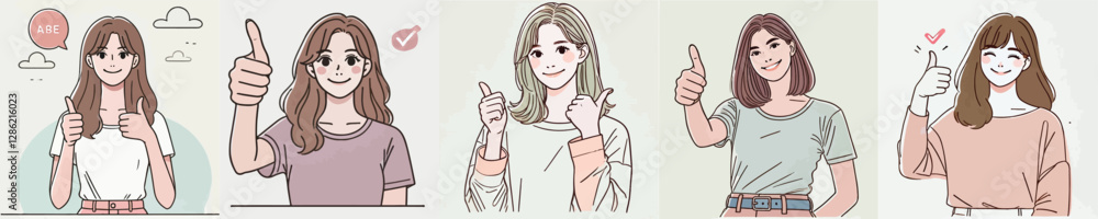 Vector collection of men and women giving thumbs up Vector collection of men and women giving thumbs up