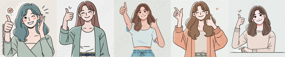 Vector collection of men and women giving thumbs up Vector collection of men and women giving thumbs up