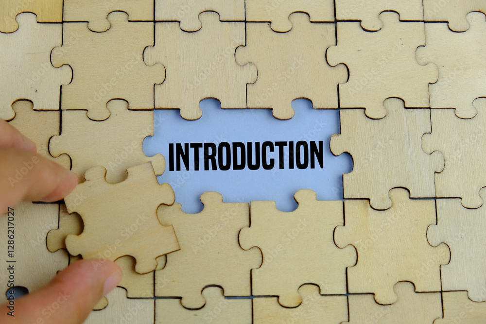 text of INTRODUCTION on wooden puzzle as a business and finance concept. text of INTRODUCTION on wooden puzzle as a business and finance concept.