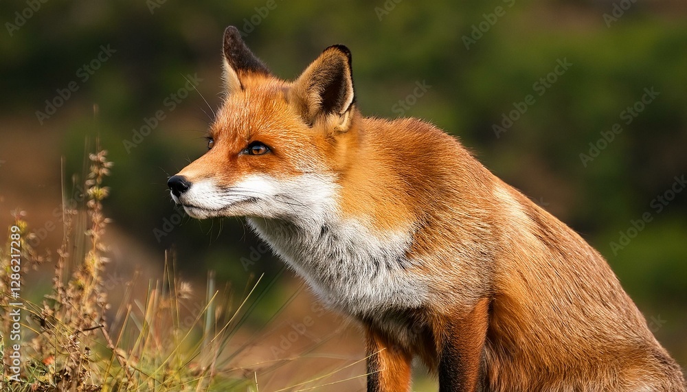 Fototapeta premium red fox portrait smart foxes in natural habitat