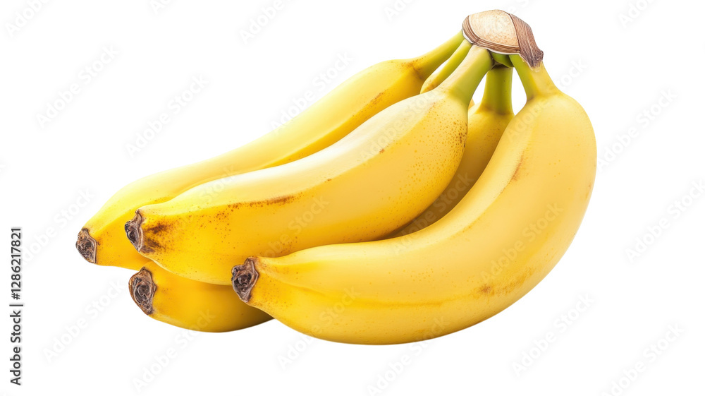 Freshly harvested yellow bananas arranged on a white background ready for sale or consumption