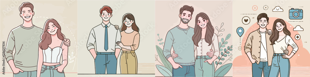 Obraz premium Vector of a happy couple