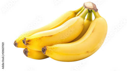 Obraz na płótnie Freshly harvested yellow bananas arranged on a white background ready for sale or consumption w salonie