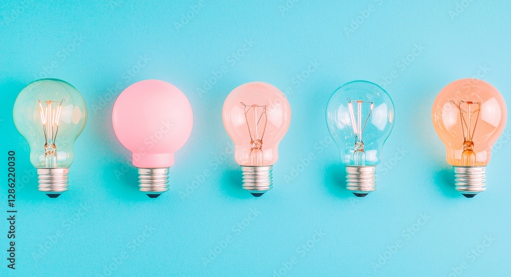 Top view of new and old light bulbs on a blue backdrop, illustrating the energy-saving theme Top view of new and old light bulbs on a blue backdrop, illustrating the energy-saving theme