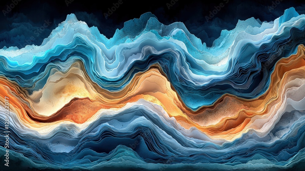 Obraz premium Artistic painting depicting a majestic wave of water capturing the fluidity of nature