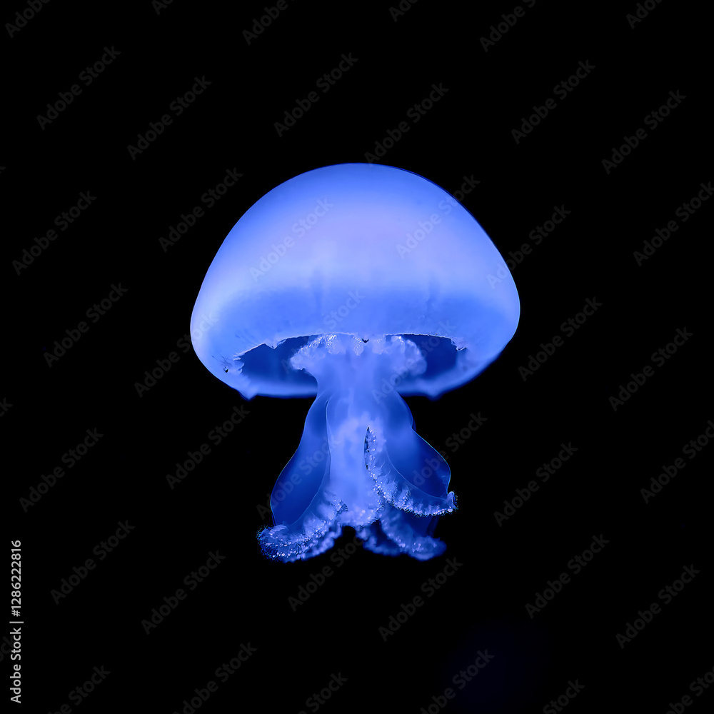 blue spotted jellyfish swimming in the sea blue spotted jellyfish swimming in the sea