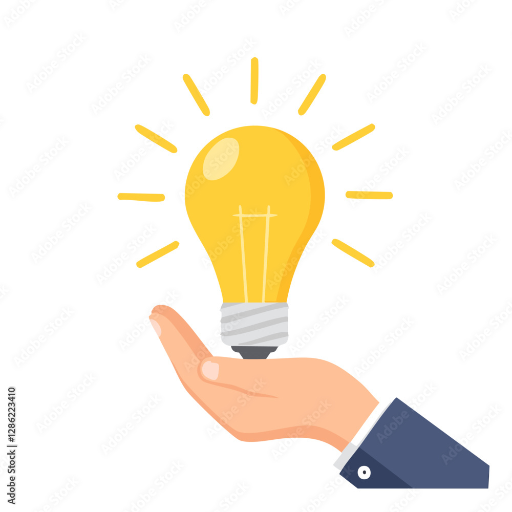 Hand holding a light bulb and copy space for accounting, ideas and creative concept Hand holding a light bulb and copy space for accounting, ideas and creative concept