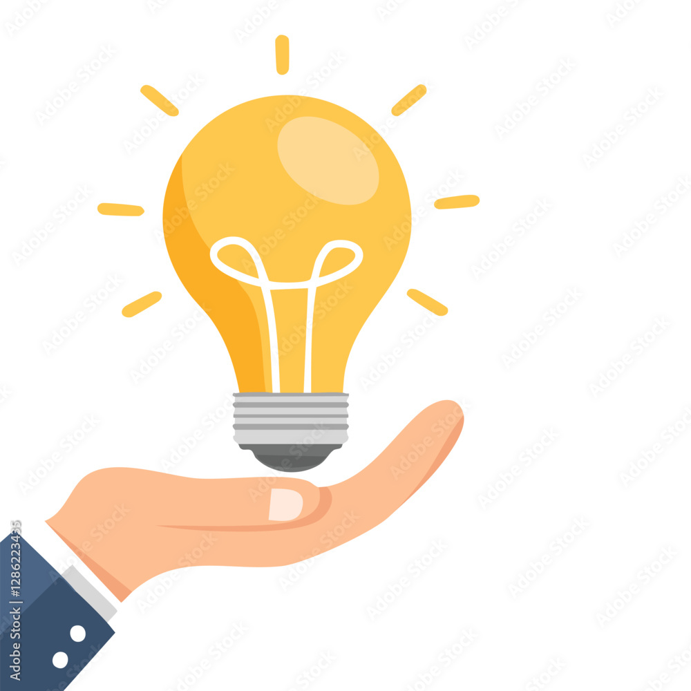 Hand holding a light bulb and copy space for accounting, ideas and creative concept Hand holding a light bulb and copy space for accounting, ideas and creative concept