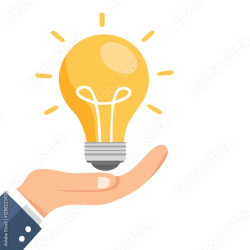 Hand holding a light bulb and copy space for accounting, ideas and creative concept