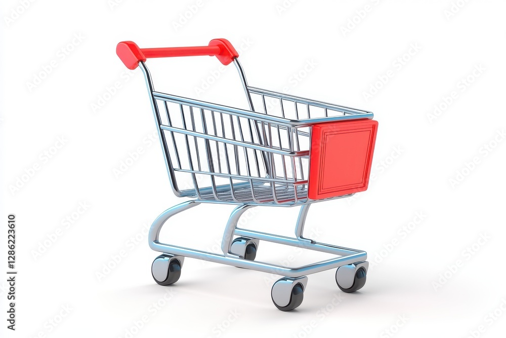 3D Online Shopping Cart Icon Isolated and White Background 3D Online Shopping Cart Icon Isolated and White Background