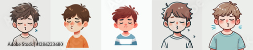 Vector of a sulking and adorable child