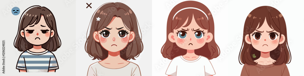 Vector of a child who is sulking and angry Vector of a child who is sulking and angry