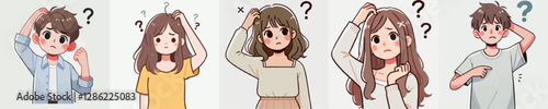 Vector of a confused child scratching his head