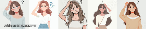 Vector of a person feeling confused while scratching his head