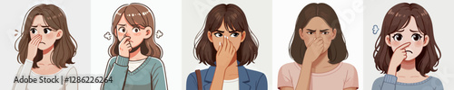 Vector of a person covering his nose