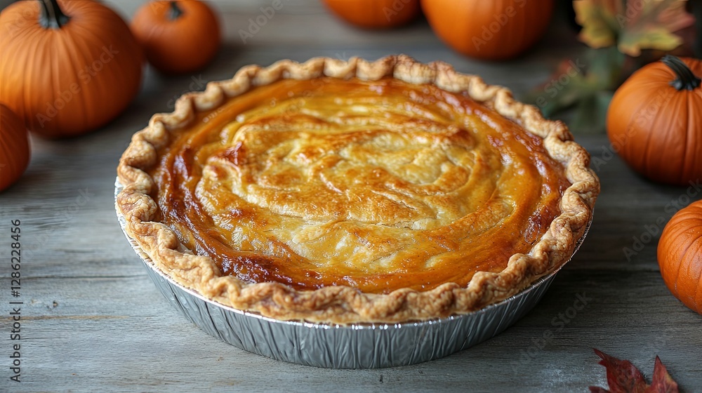 Delicious Pumpkin Pie Autumn Treat Surrounded By Pumpkins Delicious Pumpkin Pie Autumn Treat Surrounded By Pumpkins