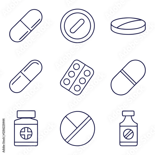 Pharmaceutical Medicine Editable Stroke Icons
