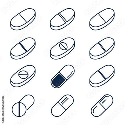 Editable Stroke Pharmaceutical Icons Collection