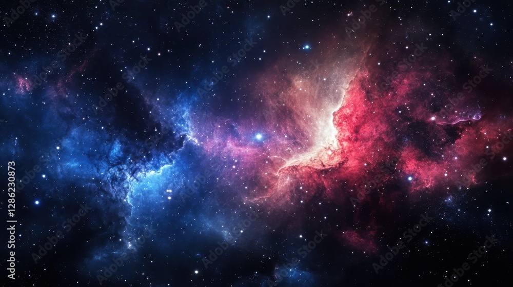A deep-space horizon where constellations slowly shift and reshape in waves of nebula gas