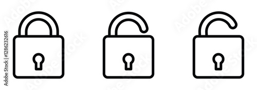 Lock icon collection. Locked and unlocked  line icon set. Flat security symbol. Vector illustration. eps 888.