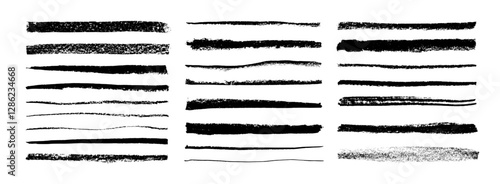 Crayon drawn straight thin and bold lines collection. Doodle horizontal sketchy pencil lines.