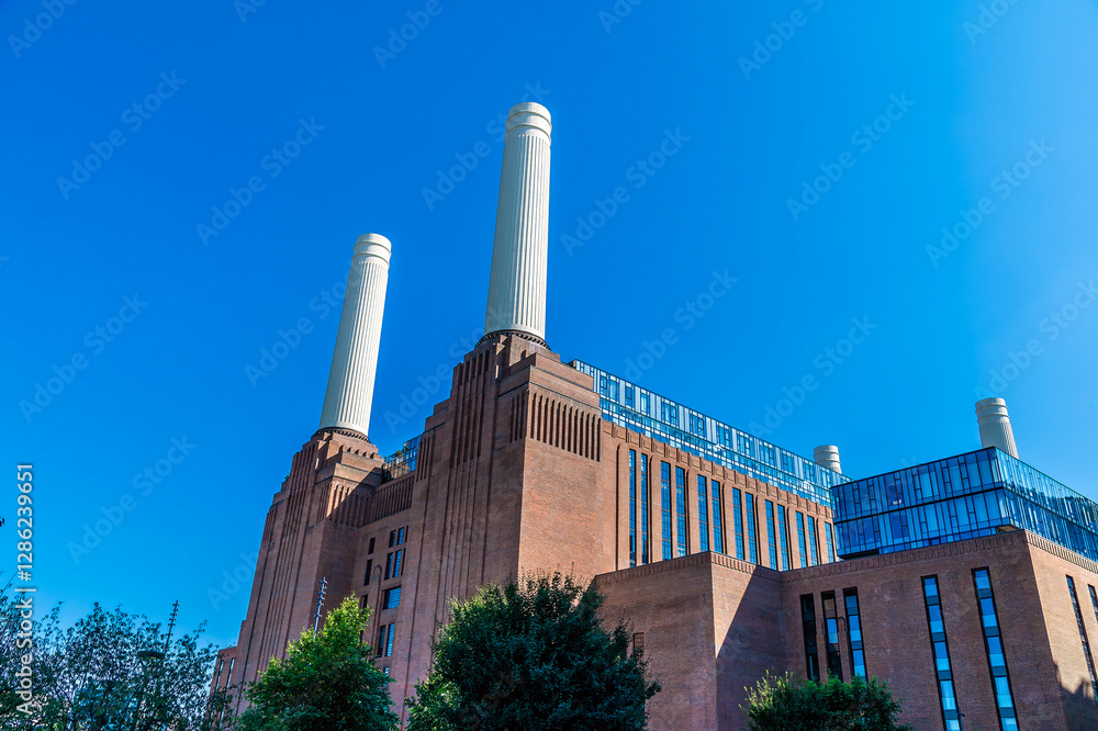 A view from the Thames towards the Power Station at Battersea, London, UK in summertime A view from the Thames towards the Power Station at Battersea, London, UK in summertime
