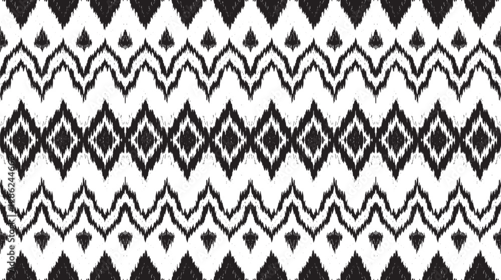 Fototapeta premium Seamless batik pattern,Seamless tribal batik pattern,and Seamless motif pattern resemble ethnic boho, Aztec,and ikat styles.designed for use in satin,wallpaper,fabric,curtain,carpet,Batik Embroidery