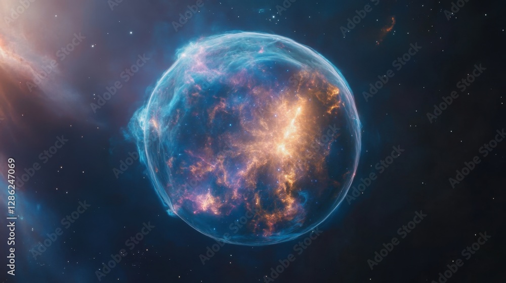 Obraz premium A hyper-detailed time-lapse of a dying planet turning into a glowing nebula