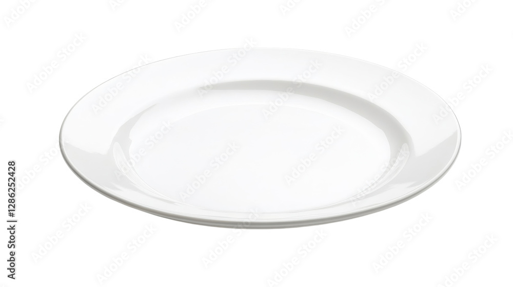 Round white plate with a smooth surface ideal for serving various dishes in a dining setting