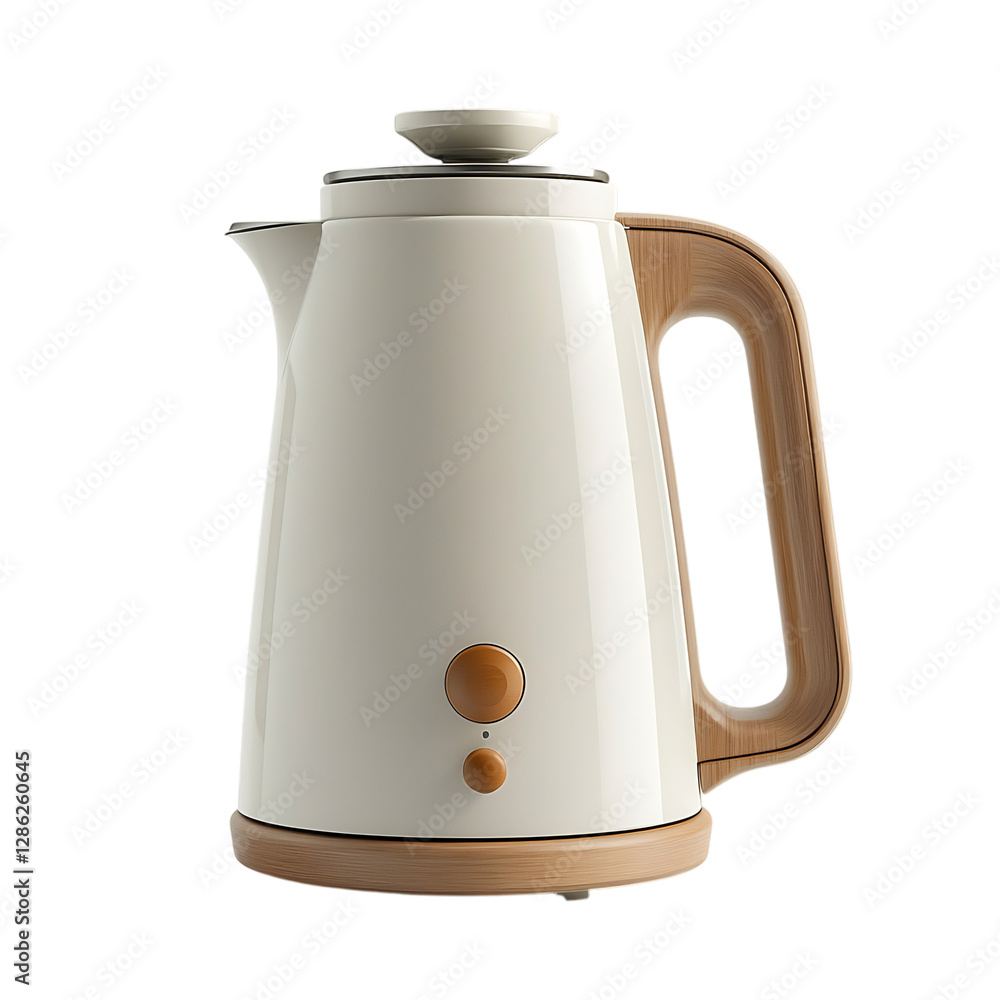 A Stylish Electric Kettle with Modern Ergonomic Design Isolated on Transparent Background A Stylish Electric Kettle with Modern Ergonomic Design Isolated on Transparent Background