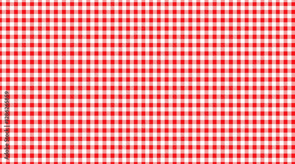 Fototapeta premium Red gingham tablecloth seamless pattern background