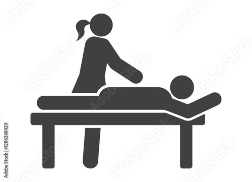 woman giving  massage on table icon