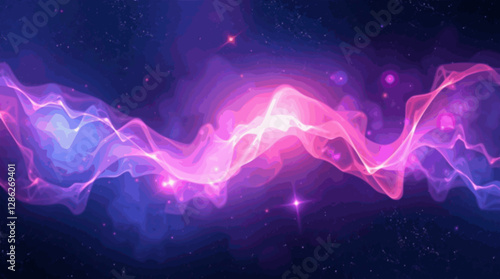 Cosmic nebula abstract background with deep space colors and glowing stars.