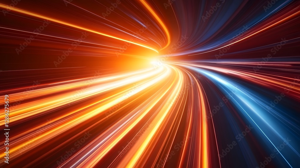 Mysterious dark tunnel with striking light streaks creating an enigmatic and futuristic atmosphere Mysterious dark tunnel with striking light streaks creating an enigmatic and futuristic atmosphere