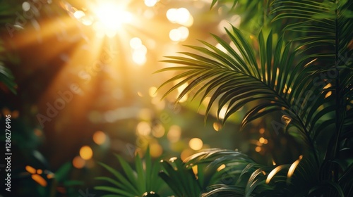 Wallpaper Mural Tropical Sunrise Through Lush Foliage Torontodigital.ca