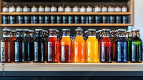 Seasonal brew selections showcase fall and winter craft beers in a brewery medium angle warm lighting realistic presentation