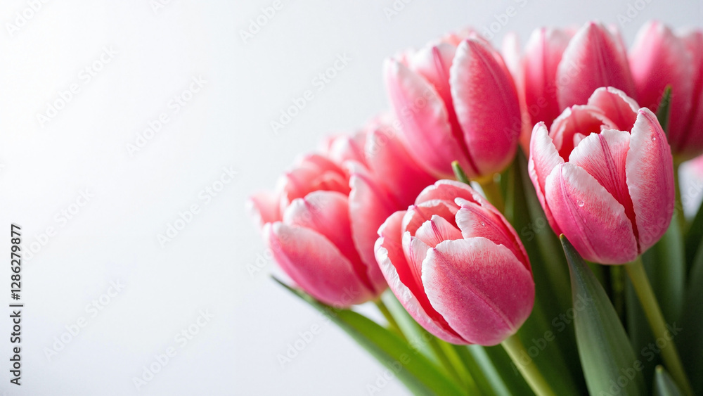 Vibrant Pink Tulip Bouquet on White: Fresh Spring Flowers for Mother's Day Cards, Floral Ads, and Seasonal Promotions Vibrant Pink Tulip Bouquet on White: Fresh Spring Flowers for Mother's Day Cards, Floral Ads, and Seasonal Promotions