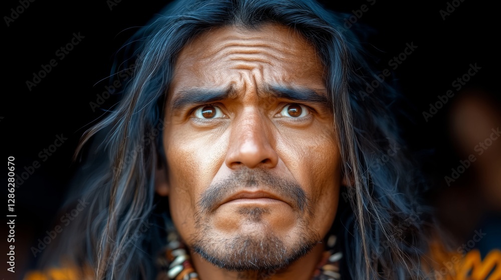 Man with a beard and dreadlocks stares at the camera. He is wearing a necklace and a bracelet Man with a beard and dreadlocks stares at the camera. He is wearing a necklace and a bracelet