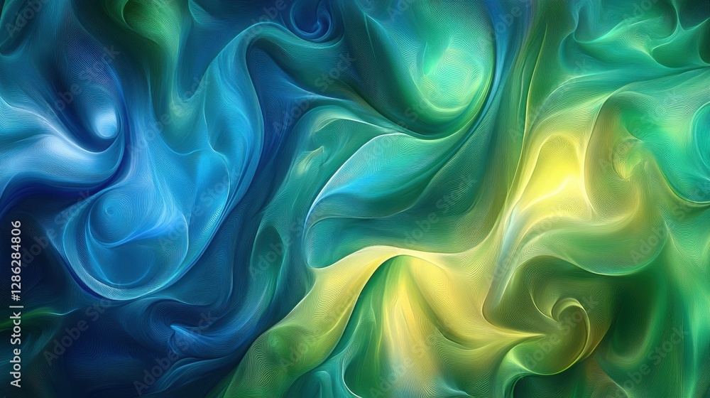 Obraz premium Abstract Colorful Swirls in Blue and Green Tones on Soft Background