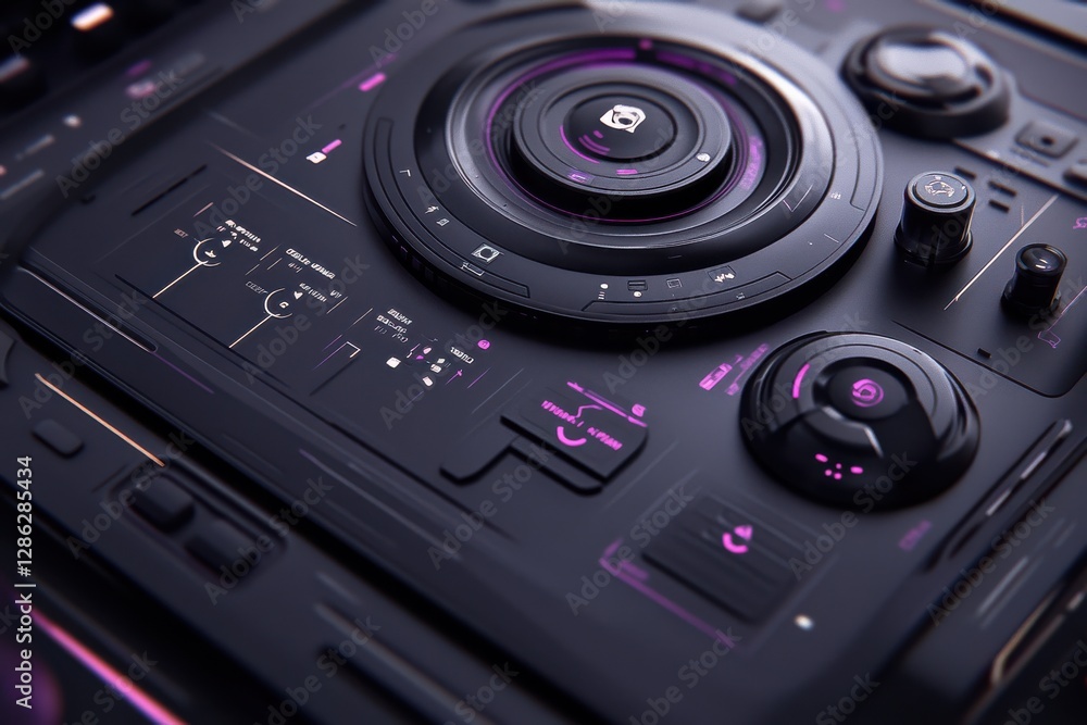 Futuristic Control Panel with Neon Elements and Sleek Design Futuristic Control Panel with Neon Elements and Sleek Design