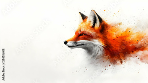 Wallpaper Mural A stunning artistic representation of a fox, highlighting its vibrant orange fur and keen expression against a minimalist background. Torontodigital.ca