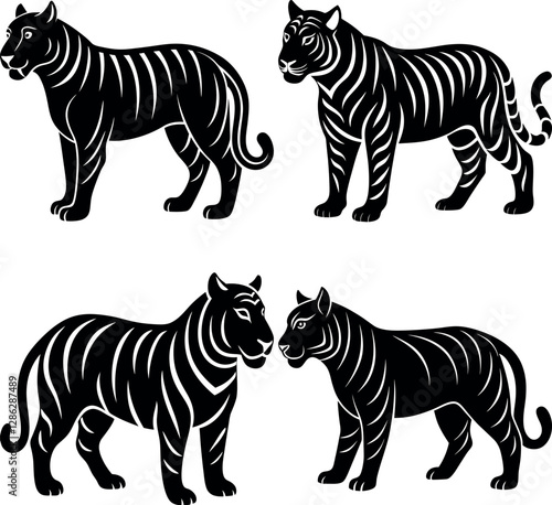 Stylized Tiger Silhouette Vector Icon Wildlife & Fierce Theme. photo