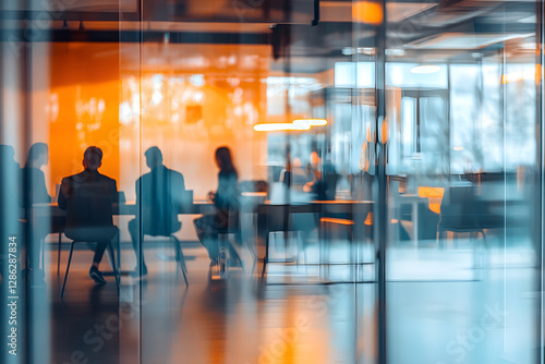 Wallpaper Mural Abstract blur image of Business people walking at modern hallway with bokeh for background usage Torontodigital.ca