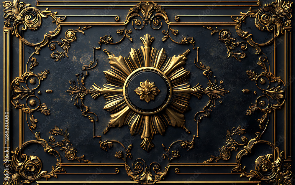 Fototapeta premium Elegant Gold Art Deco Border with 1920s Geometric Patterns 
