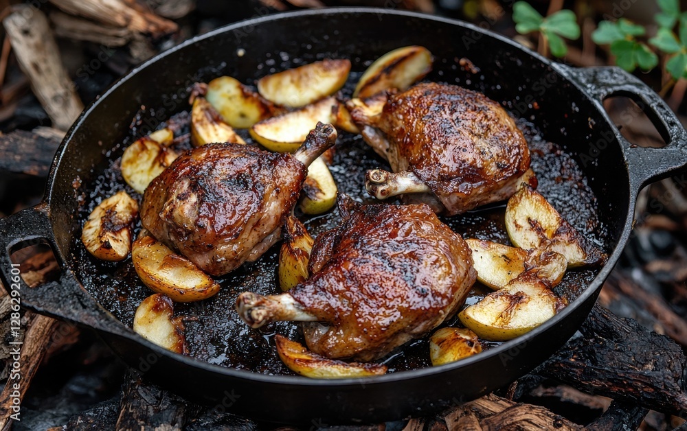 Floating duck confit with crispy skin and caramelized apples St Patrick Day Floating duck confit with crispy skin and caramelized apples St Patrick Day