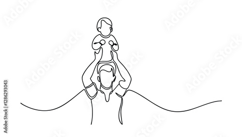 Single Line Drawing Father, Baby, Joy, Love, Family, Happiness, Care, Bond, Child, Portrait