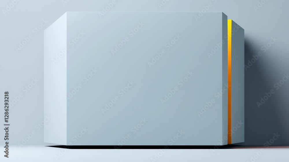 Sleek light grey cube subtly accented by a bold gold stripe sits against a neutral backdrop. AI Generated Sleek light grey cube subtly accented by a bold gold stripe sits against a neutral backdrop. AI Generated