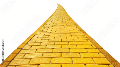 A yellow brick road with a white background