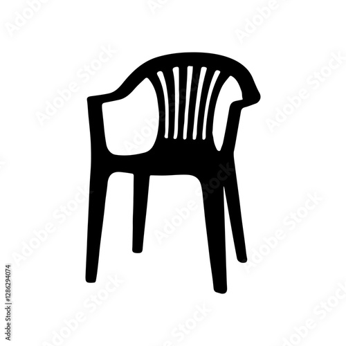 Plastic chair silhouette vector flat illustration design on white background.