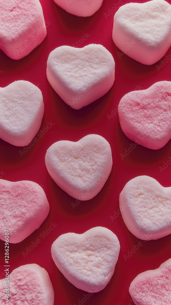 Obraz premium Beautiful heart-shaped marshmallows with a soft pink center
